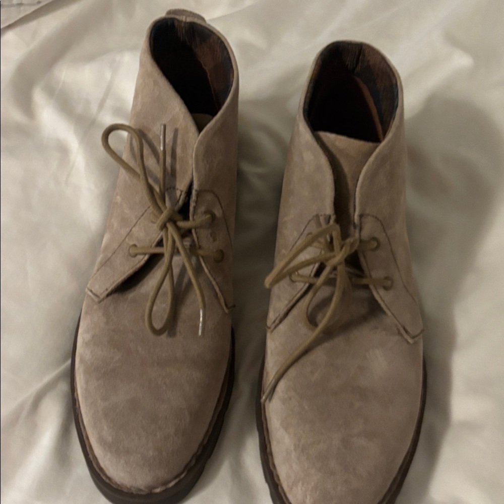Born Tan Suede Lace-Up Ankle Boots